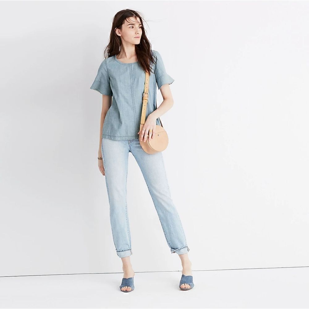 Madewell Chambray Tie-Back Top XXS - Picture 4 of 9